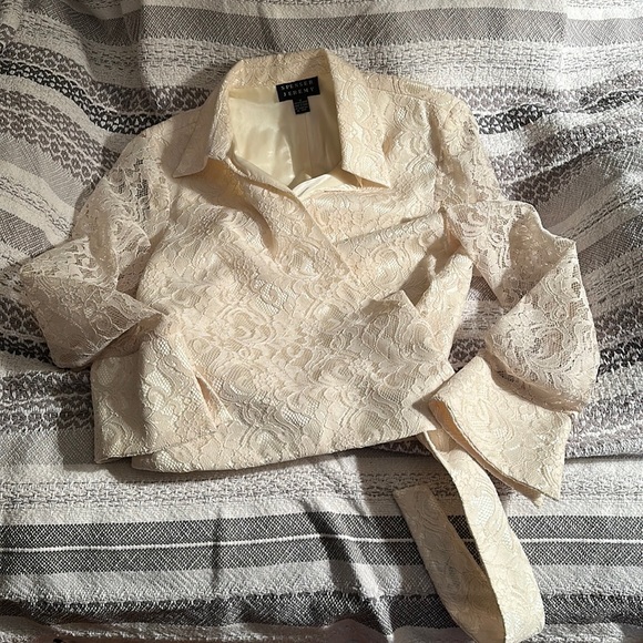 Spenser Jeremy Tops - Spenser Jeremy wrap lace shirt 12 ivory occasion wedding